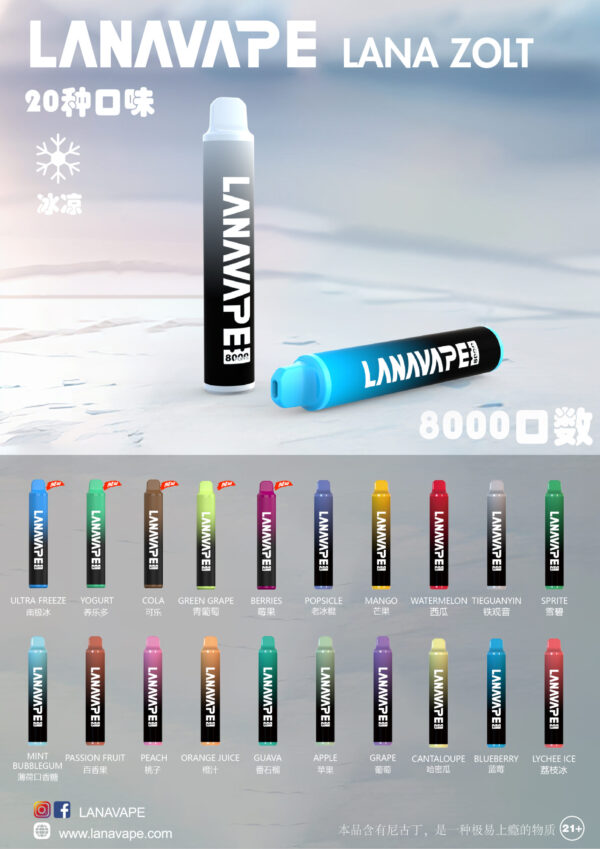 【LANA抛棄式8000口】可充電 油容量巨大❤️‍🔥 LANA ZOLT抛棄式8000口一次性  限時活動 {滿7隻送1}